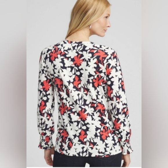 Chicos Rust Button Down Shirt & Floral Long Sleeve Top 2pc Set EUC - Picture 7 of 9